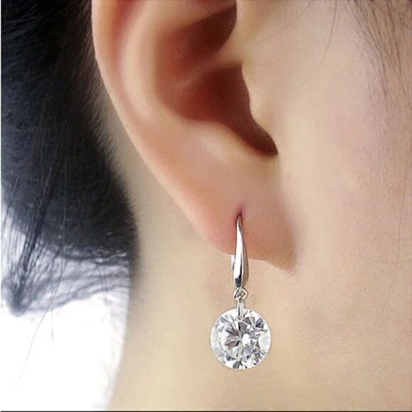 #28 1 Carat Sterling Silver Drop Earrings - Picture 3 of 8